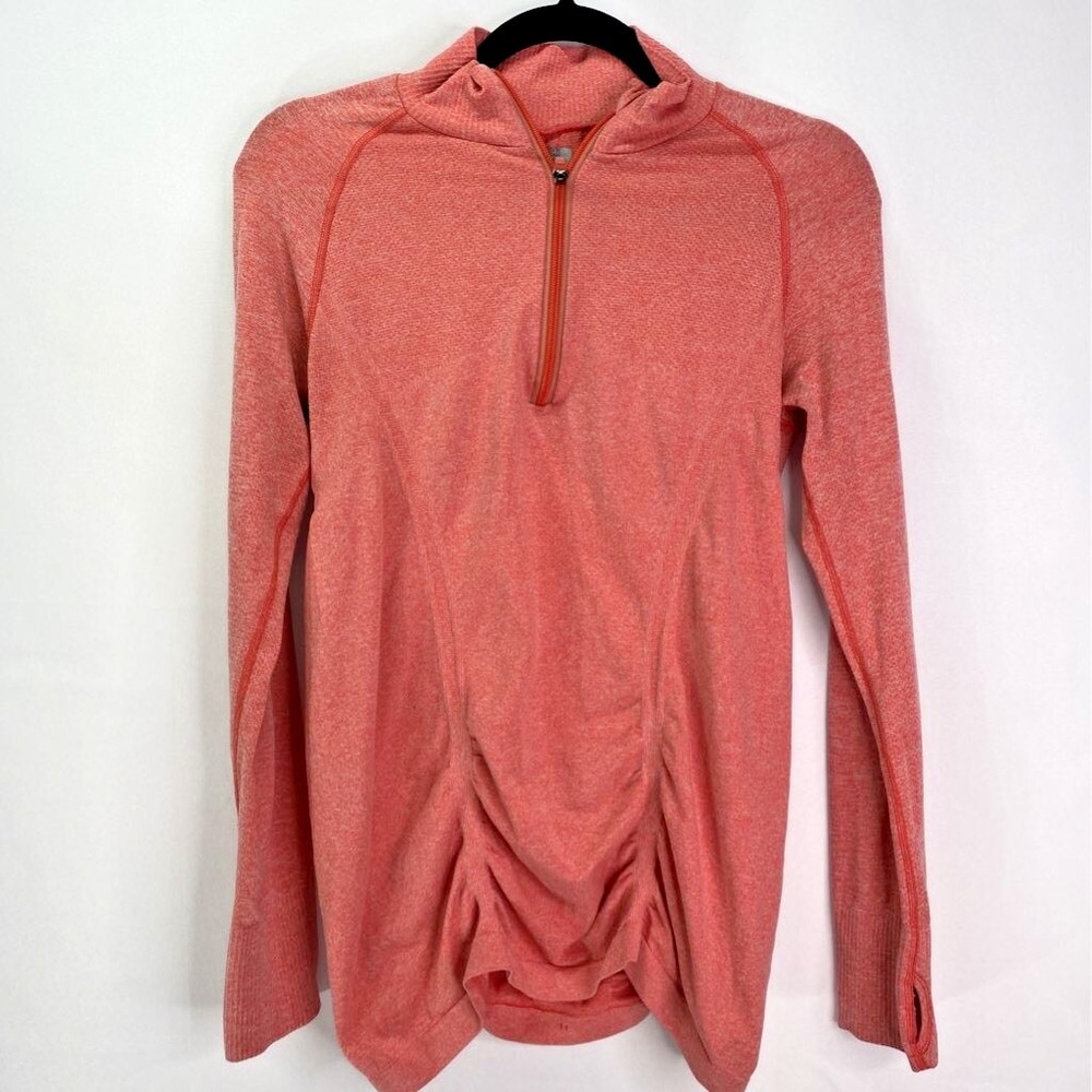 Athleta Fastest Track 1/2 Zip Pullover‎ Women's M Coral Heathered Long Sleeve